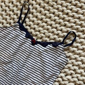 Zara Underwear womens size large blue and white striped tank with red bow